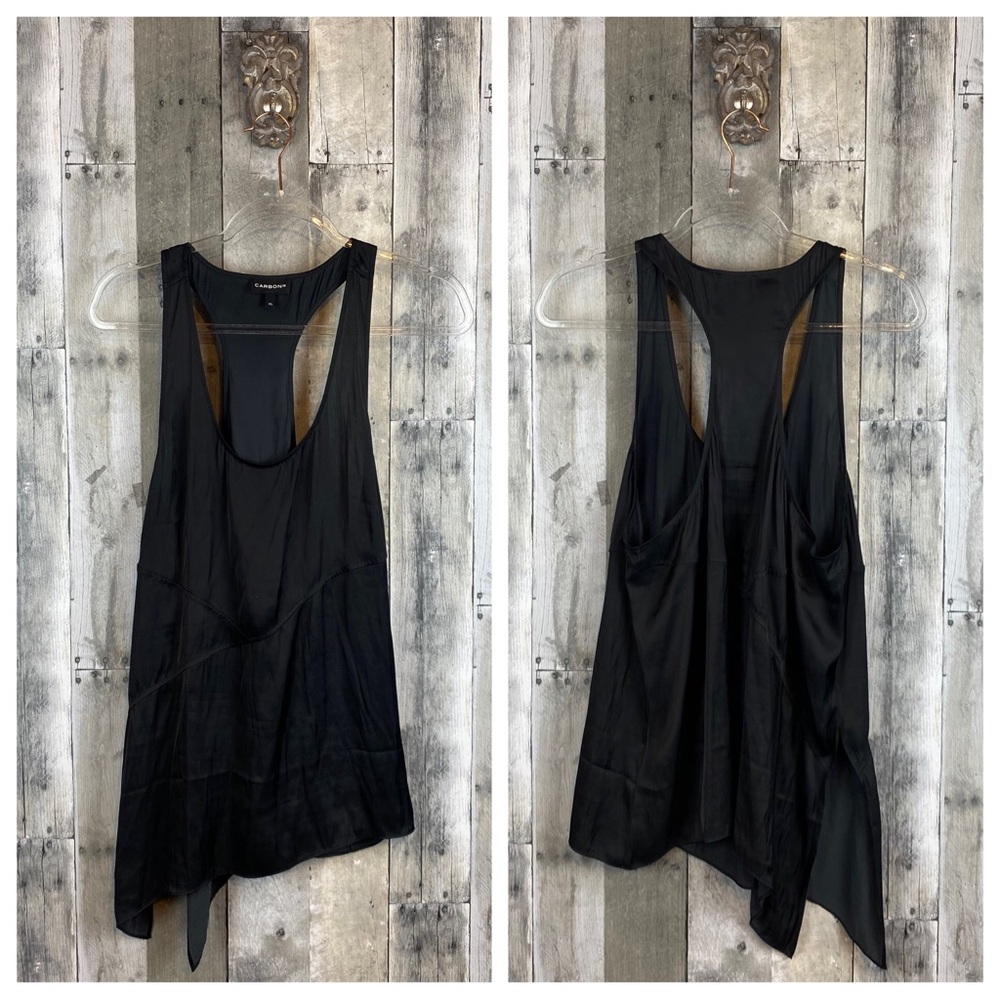 Carbon 38 Satin Asymmetrical Hem Tank in Black Size XL. - Picture 7 of 8